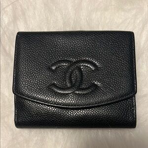 Chanel Black Leather Wallets with Textured Finish